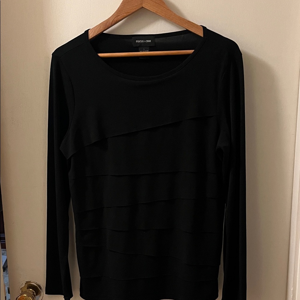 Focus 2000 Black Layered Women's Blouse